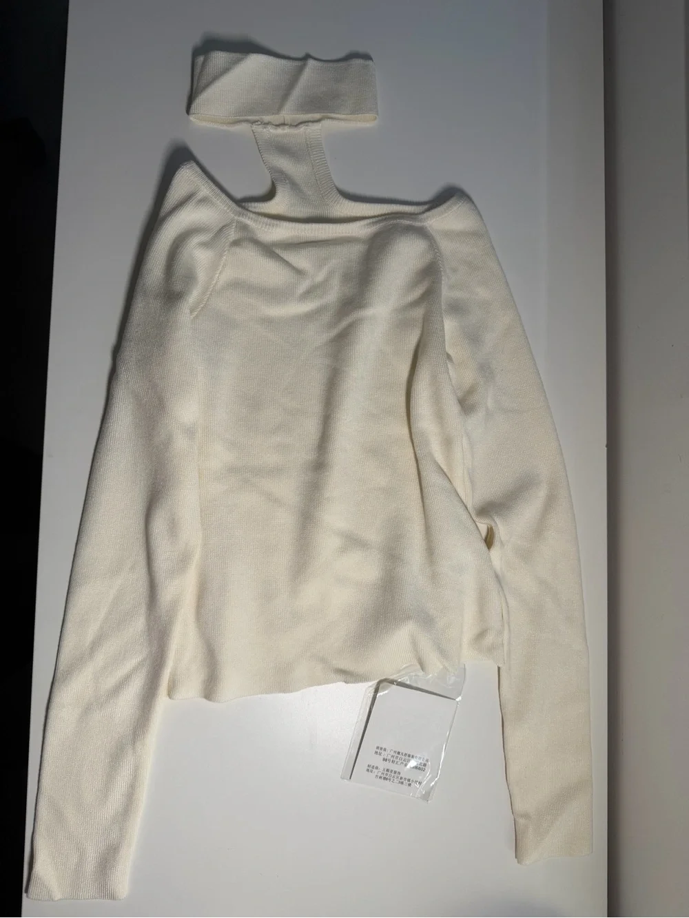 Women’s Ivory Square Neck Long Sleeve Top with Choker Detail